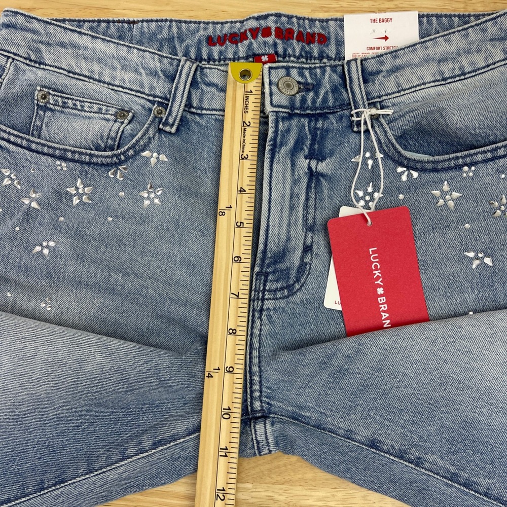 NEW Lucky Brand The Baggy Wide Leg Crystal Studded High-Rise Womens 8/29 R $129 - Picture 7 of 16